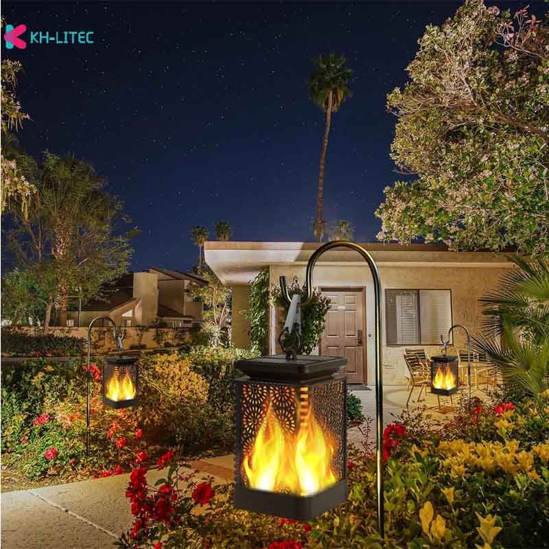 Solar Hanging Flame Torch Lights Flickering Light Waterproof Garden Decoration Outdoor Lawn Path Yard Patio Floor Lamps